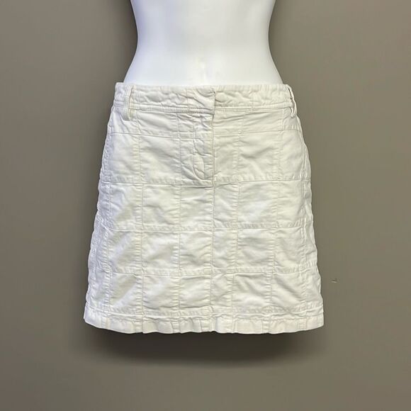 Ann Taylor LOFT White Patchwork Lined Pull Up Mini Skirt with Pockets- Size 8 - Picture 1 of 11